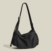 Black Large Capacity Nylon Tote Bag - Water Resistant Casual Shoulder Bag for Daily Use and Outdoor Activities