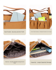 Grey Multi-Pocket Lightweight Nylon Crossbody Bag – Stylish, Functional, and Spacious Shoulder Bag for Women