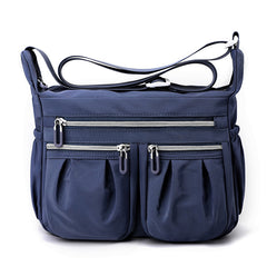 Dark Blue Multi-Pocket Lightweight Nylon Crossbody Bag – Stylish, Functional, and Spacious Shoulder Bag for Women