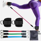 Red-blue-green Silver SnapResistance Bands Set with Ankle Straps for Glute Kickbacks & Leg Workouts (10-30lbs)