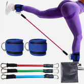 Blue Silver SnapResistance Bands Set with Ankle Straps for Glute Kickbacks & Leg Workouts (10-30lbs)