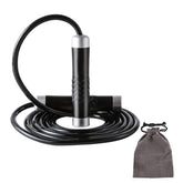 Black Weighted Jump Rope for Workout Fitness - Thick 9mm Cable for Intense Fitness, Strength & Cardio Workout