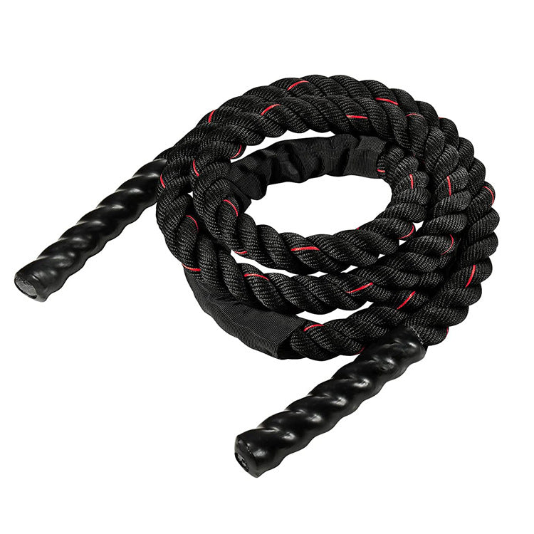 Black-red Heavy Duty Battle Rope for Jumping (25mm) - Intense Full-Body Workout for Core Strength & Muscle Training