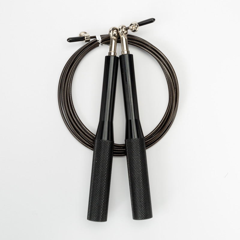 2PCS Black Pro-Grade Speed Jump Rope with Knurled Aluminum Handles - Ball Bearing System for CrossFit, Boxing & Double Unders