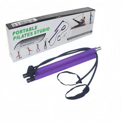 Purple Portable Pilates Bar Kit with Resistance Bands Detachable Toning Stick for Home Gym Yoga & Stretching - Durable Metal Core