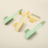 4-Pack Self-Cleaning Pet Brush Set – Stainless Steel Deshedding Slicker Combs (2 Long Pin & 2 Dual Pin) in Green & Yellow Tones