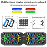 30-Hole Black Foldable Smart Push Up Board with Digital Counter/Timer, Resistance Bands for Full Body Home Workout