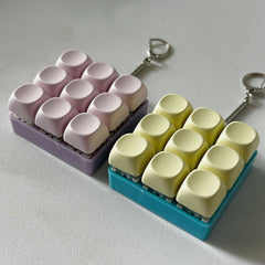 2-Pack Black Mechanical 9-Keyboard Fingertip Toy Keychain - Key Pressure Relief, PVC Fingertip Toy