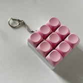 2-Pack Dark Pink Mechanical 9-Keyboard Fingertip Toy Keychain - Key Pressure Relief, PVC Fingertip Toy