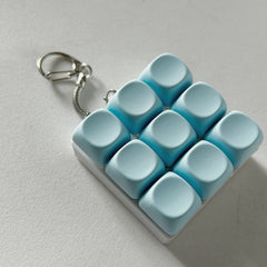 2-Pack Light Blue Mechanical 9-Keyboard Fingertip Toy Keychain - Key Pressure Relief, PVC Fingertip Toy