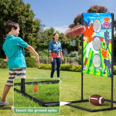 Outdoor/Indoor Portable Rugby Toss Game Set - Football Target Frame & Rugby Toss Activity Toy, Durable & Easy Assembly Sports Equipment