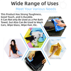 2-Pack Large Size Super Absorbent Quick Drying Pet Towel with Storage Canister(65x42CM) - NonHair-Stick PVA Bath Towel for Dogs & Cats, Random Color