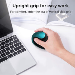Blue 3rd Gen Vertical Wireless Mouse with USB-C Charging - Ergonomic 2.4G Silent Click Design for Office and Laptop Use