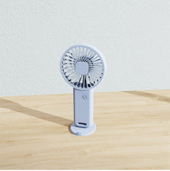 2-PCS Blue Portable USB Rechargeable Mini Handheld Fan with Desktop Base & Phone Stand - 3-Speed Quiet Operation