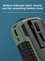 Portable Waist Clip Fan 6000mAh Rechargeable Personal Air Conditioner with Power Bank Function Heavy Duty Wearable Belt Fan for Tradies Camping and Outdoor Work Black