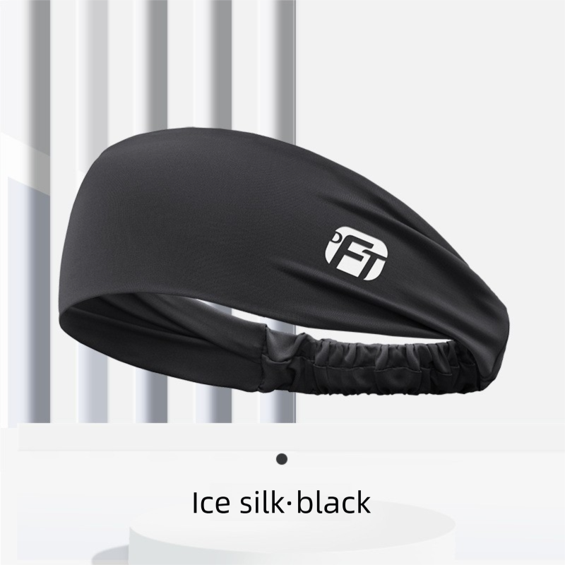 3 PCS Cooling Sports Headband Ice Silk Moisture Wicking Sweat Band for Running Gym & Yoga Non Slip Stretchy Black Blue & Grey