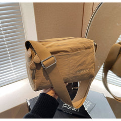 Women's Nylon Crossbody Bag Multi-Pocket Water Resistant Shoulder Messenger Handbag Lightweight Casual Satchel with Adjustable Wide Strap for Travel and Daily Use Khaki