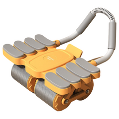 Orange 4-Wheel Automatic Rebound Ab Roller with 8 Elbow Support - Core Trainer for Home Abdominal Muscle Workout (Beginner-Friendly)