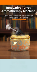 176 White Simulation Turret Diffuser & Humidifier - Smart Timer Ultrasonic Mister with Volcano Lava Crack Shell and Colorful Light