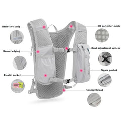 Grey-Orange 5L Ultra-Light Hydration Running Vest - Quick-Dry Trail Running & Marathon Backpack with Night Reflective Safety