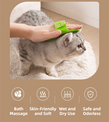3-Pack Yellow Multi-Functional Adjustable Silicone TPR Pet Grooming Massage Brush - for De-Shedding, and Furniture Scratching
