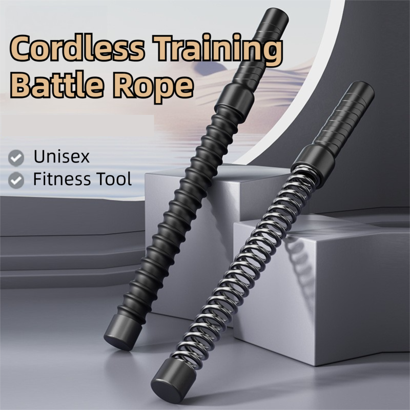 1-Pair Black Cordless Battle Ropes for Strength and Conditioning Training - Professional Muscle Power Workout System