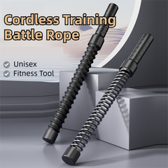 1-Pair Black Cordless Battle Ropes for Strength and Conditioning Training - Professional Muscle Power Workout System