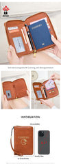 Green RFID Blocking Travel Passport Holder - Multi-functional Waterproof PU Leather Security Travel Wallet with Zipper and Wristband