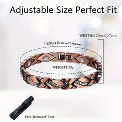 Leaf Magnetic Therapy Bracelet with Rhinestones - Geometric Stylish Wristband & Wellness Jewelry, Free Removel Tool(Black)