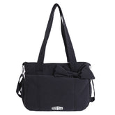 Black Puffy Quilted Nylon Hobo & Crossbody Bag with Cute Bowknot - Trendy Large-Capacity Handbag with Multiple Compartments