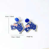 Wooden Australia Map Silhouette Earrings - Lightweight Geometric Ear Drops, Cultural Decor Gift(Style 1)