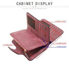Brown Large Capacity Long Wallet Frosted PU Leather Clutch Bag with 14 Card Slots and Zipper Compartment fits Smartphone for Everyday Use Australia