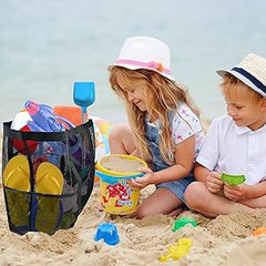 2-PCS Black Mesh Beach Tote Bag – Large Capacity Swim Gear Organizer with Multiple Pockets for Shoes, Swimsuits, and Essentials