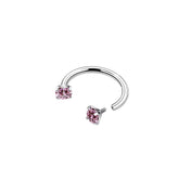 2-PCS Pink G23 Titanium Horseshoe Ring with 5A Zircon Internal Thread for Nose Ear Lip Septum Piercing Hypoallergenic Jewelry for Local Trendsetters