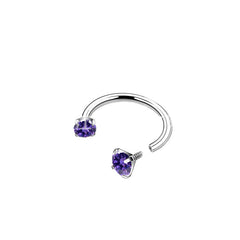 2-PCS Purple orchid G23 Titanium Horseshoe Ring with 5A Zircon Internal Thread for Nose Ear Lip Septum Piercing Hypoallergenic Jewelry for Local Trendsetters