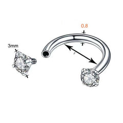 2-PCS golden G23 Titanium Horseshoe Ring with 5A Zircon Internal Thread for Nose Ear Lip Septum Piercing Hypoallergenic Jewelry for Local Trendsetters
