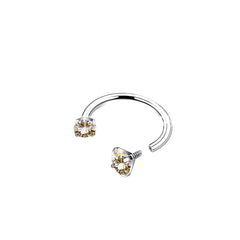 2-PCS Champagne G23 Titanium Horseshoe Ring with 5A Zircon Internal Thread for Nose Ear Lip Septum Piercing Hypoallergenic Jewelry for Local Trendsetters
