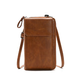 Brown Women's PU Leather Crossbody Phone Bag with Adjustable Shoulder Strap and Large Capacity Wallet for Daily Travel Stylish and Organized Local Fashion Fit