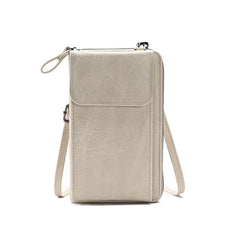 Light grey Women's PU Leather Crossbody Phone Bag with Adjustable Shoulder Strap and Large Capacity Wallet for Daily Travel Stylish and Organized Local Fashion Fit