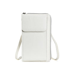 White Women's PU Leather Crossbody Phone Bag with Adjustable Shoulder Strap and Large Capacity Wallet for Daily Travel Stylish and Organized Local Fashion Fit