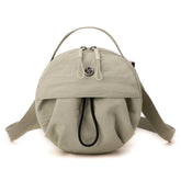 Greyish green Fashionable Round Crossbody Bag with Water-Resistant Nylon and Multi-Pocket Design for Daily Travel Lightweight Hands-Free Storage Solution for Local Professionals