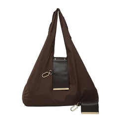 Coffee color Foldable Tote Bag with Built-In Storage Pouch – Compact Reusable Shopping Bag That Packs into Itself, Ideal for Daily Carry and Eco-Friendly Use