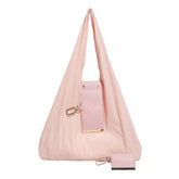 Pink Foldable Tote Bag with Built-In Storage Pouch – Compact Reusable Shopping Bag That Packs into Itself, Ideal for Daily Carry and Eco-Friendly Use