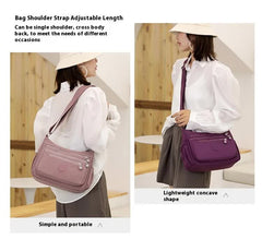 Women's Lightweight Nylon Crossbody Bag Waterproof Multi Pocket Shoulder Purse Travel Messenger Pink