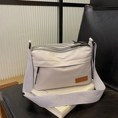 Casual Multi-Pocket Nylon Crossbody Bag Lightweight Shoulder Purse Waterproof Travel Messenger Bag Grey