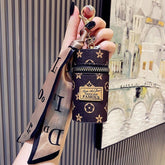 Pink Mini Cylinder Lipstick Case Keychain with Silk Scarf Charm PU Leather Coin Purse Bag Pendant for Earphones Keys Vintage Floral Pattern