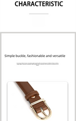 Women's Genuine Leather Thin Belt 2.3cm Width Minimalist Gold D-Shaped Buckle Casual Waist Strap for Jeans Dresses Grey 105cm