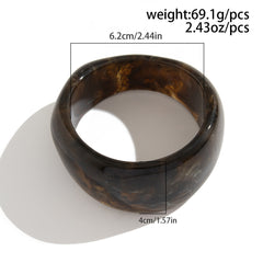 Chunky Resin Bangle Bracelet - Irregular Geometric Square Cuff - Beige Tortoiseshell Tone Wide Wristwear for Women