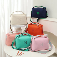 Womens Canvas Crossbody Bag Yellow Minimalist H-Letter Box Tote Wide Strap Shoulder Handbag for Travel & Work Large Capacity