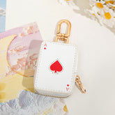 Ace of Hearts Mini Pouch Keychain PU Leather Coin Purse Earphone Case Bag Charm Cute Playing Card Keyring Gift